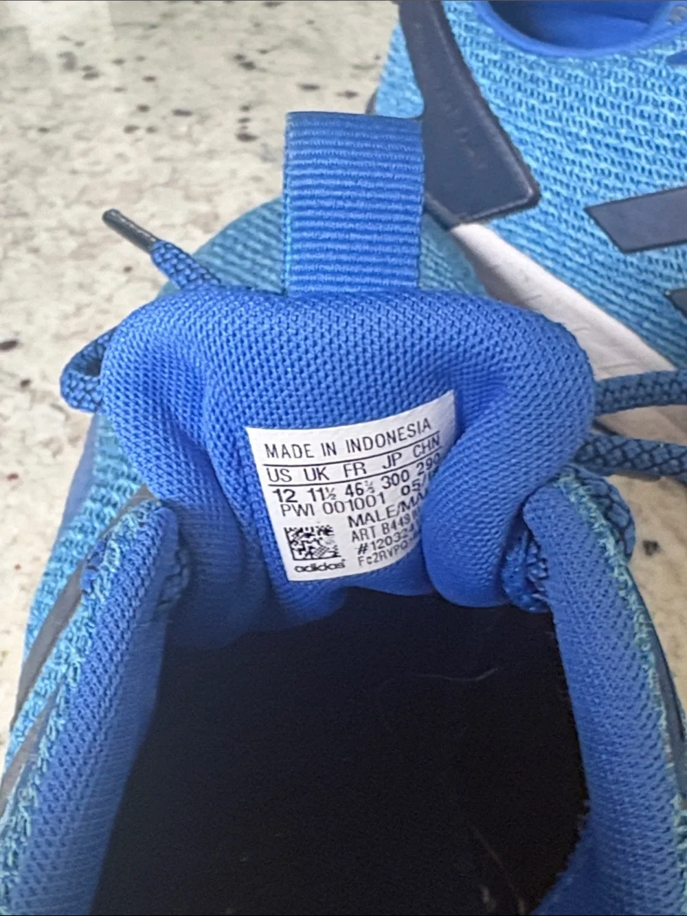 adidas Blue Knit Athletic Running Shoes with Black Stripes